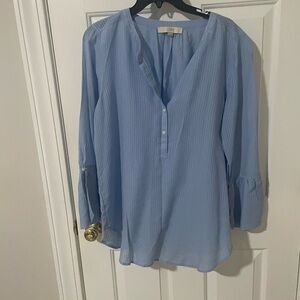 Loft large baby blue bell sleeve top